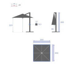Parasol Déporté Carré Equador Ardoise Hespéride -Demeyere Le mobilier Boutique parasol deporte carre equador ardoise hesperide 1 7