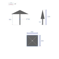 Parasol Droit Carré 2,5x2,5m Soya Ardoise Hespéride -Demeyere Le mobilier Boutique parasol droit carre 25x25m soya ardoise hesperide 1 6