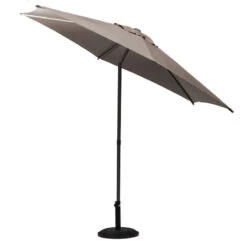 Parasol Droit Rond 2,7m Soya Taupe Hespéride -Demeyere Le mobilier Boutique parasol droit rond 27m soya taupe hesperide 2