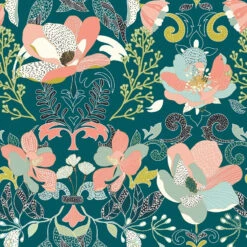 Parure De Lit Amelia Bleu Canard Et Motifs 240x220 Atmosphera -Demeyere Le mobilier Boutique parure de lit amelia bleu canard et motifs 240x220 atmosphera 2