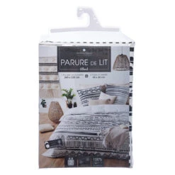 Parure De Lit Ethnik Noir/blanc 240x220 Atmosphera -Demeyere Le mobilier Boutique parure de lit ethnik noirblanc 240x220 atmosphera 2