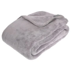 ATMOSPHERA Plaid Grand Modèle Microfibre 180x230 Cm Gris Clair