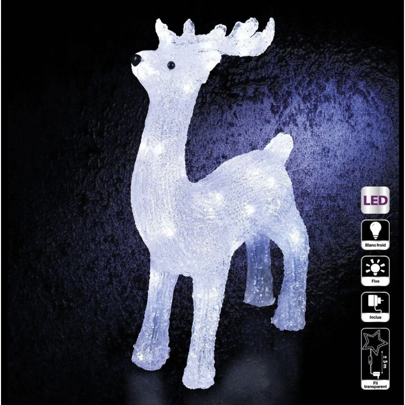 Renne Debout Lumineux 40 LED Blanc 1 Renne Debout Lumineux 40 LED Blanc