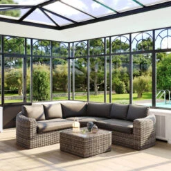 Salon Angle Moorea 5 Places Terre D'ombre Hespéride -Demeyere Le mobilier Boutique salon angle moorea 5 places terre d ombre hesperide 1 2