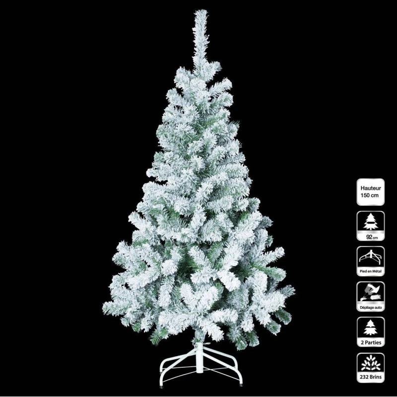 Sapin De Noël 150 Cm Vert Floqué Blanc 1 Sapin De Noël 150 Cm Vert Floqué Blanc