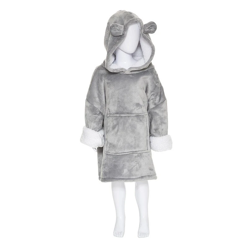 Sweat Plaid à Capuche Ours Gris Enfant Atmosphera 1 Sweat Plaid à Capuche Ours Gris Enfant Atmosphera