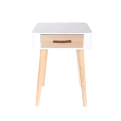 Table De Chevet Pieds Bois 1 Tiroir Blanc -Demeyere Le mobilier Boutique table de chevet pieds bois 1 tiroir blanc 3