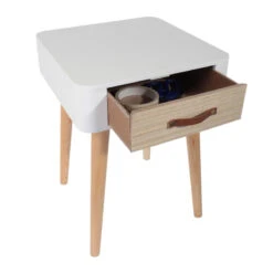 Table De Chevet Pieds Bois 1 Tiroir Blanc -Demeyere Le mobilier Boutique table de chevet pieds bois 1 tiroir blanc 4