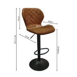 Tabouret De Bar Malaga PU Cognac -Demeyere Le mobilier Boutique tabouret de bar malaga pu cognac 3