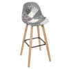 Tabouret De Bar Patchwork Gris Pieds Bois