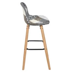 Tabouret De Bar Patchwork Gris Pieds Bois 8 Tabouret De Bar Patchwork Gris Pieds Bois -Demeyere Le mobilier Boutique tabouret de bar patchwork gris pieds bois 2