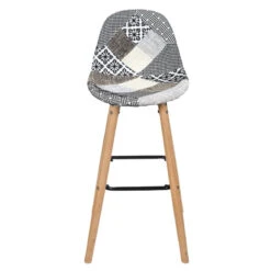 Tabouret De Bar Patchwork Gris Pieds Bois 9 Tabouret De Bar Patchwork Gris Pieds Bois -Demeyere Le mobilier Boutique tabouret de bar patchwork gris pieds bois 3