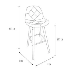 Tabouret De Bar Patchwork Gris Pieds Bois 11 Tabouret De Bar Patchwork Gris Pieds Bois -Demeyere Le mobilier Boutique tabouret de bar patchwork gris pieds bois 5