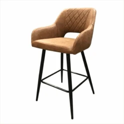 Tabouret De Bar UDC8289 Marron Pieds Métal
