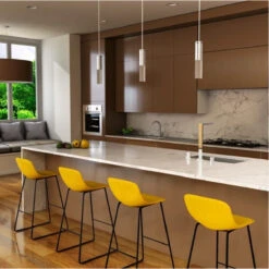 Tabouret Haut Cholo Tissu Jaune -Demeyere Le mobilier Boutique tabouret haut cholo tissu jaune 3