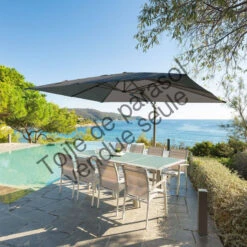 Toile Rempl. Rectangulaire En Oléfine Anthracite Eléa Hespéride -Demeyere Le mobilier Boutique toile remplacement rectangulaire anthracite pour parasol elea hesperide 3