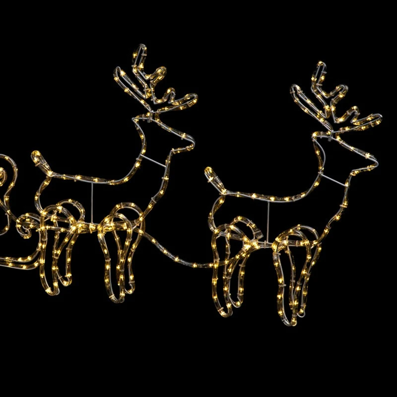 Traineau De Noël Avec Rennes Lumineux Blanc Chaud 2 Traineau De Noël Avec Rennes Lumineux Blanc Chaud – Image 2