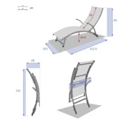 Transat Samba Pliable Et Empilable Gris Ardoise Hespéride -Demeyere Le mobilier Boutique transat samba pliable et empilable gris ardoise hesperide 3