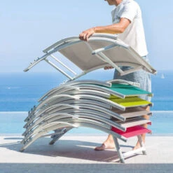 Transat Samba Pliable Et Empilable Gris Ardoise Hespéride -Demeyere Le mobilier Boutique transat samba pliable et empilable gris ardoise hesperide 8