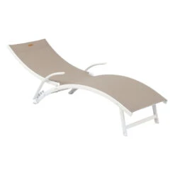 Transat Samba Pliable Noisette/blanc Hespéride -Demeyere Le mobilier Boutique transat samba pliable noisetteblanc hesperide 2