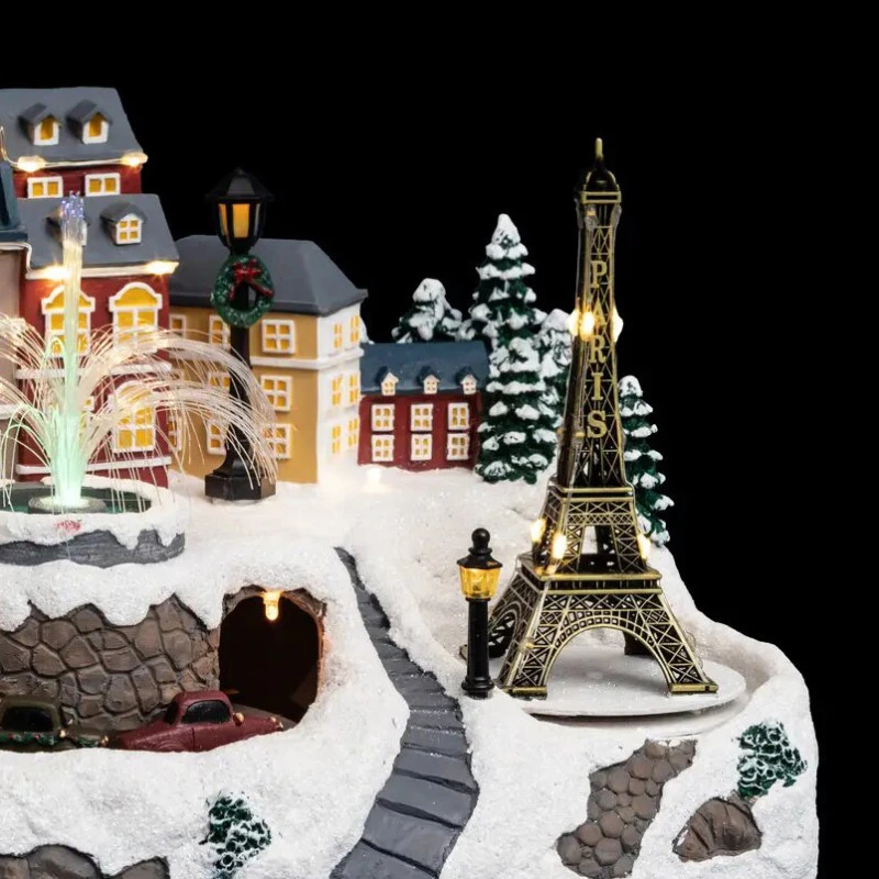 Village De Noël Lumineux Tour Eiffel Et Fontaine 2 Village De Noël Lumineux Tour Eiffel Et Fontaine – Image 2