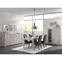 Vitrine 3 Portes LED Coloris Bois Clair Warschau -Demeyere Le mobilier Boutique vitrine 3 portes led coloris bois clair warschau 2